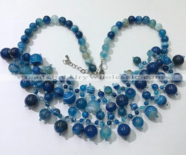 CGN571 19.5 inches stylish 4mm - 12mm striped agate beaded necklaces