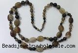 CGN581 23.5 inches striped agate gemstone beaded necklaces