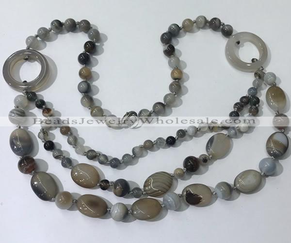 CGN595 23.5 inches striped agate gemstone beaded necklaces