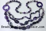 CGN597 23.5 inches striped agate gemstone beaded necklaces