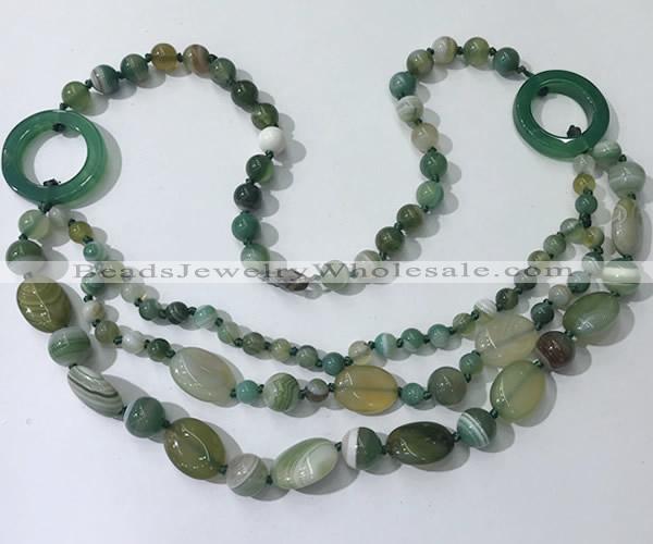 CGN599 23.5 inches striped agate gemstone beaded necklaces