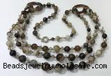 CGN611 24 inches chinese crystal & striped agate beaded necklaces