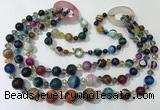 CGN614 24 inches chinese crystal & striped agate beaded necklaces