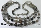 CGN620 24 inches chinese crystal & striped agate beaded necklaces