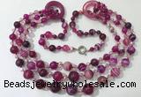 CGN623 24 inches chinese crystal & striped agate beaded necklaces