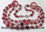 CGN624 24 inches chinese crystal & striped agate beaded necklaces