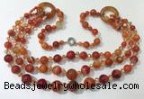 CGN626 24 inches chinese crystal & striped agate beaded necklaces