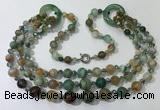 CGN628 24 inches chinese crystal & striped agate beaded necklaces