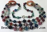 CGN643 24 inches chinese crystal & striped agate beaded necklaces