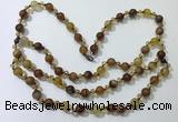 CGN651 22 inches chinese crystal & striped agate beaded necklaces