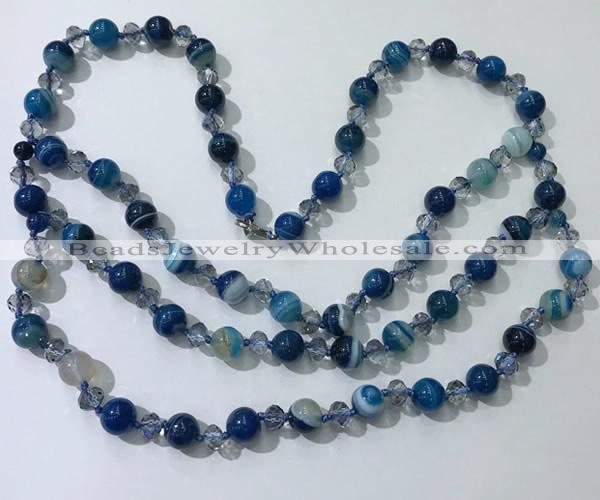 CGN656 22 inches chinese crystal & striped agate beaded necklaces