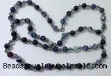 CGN663 22 inches chinese crystal & striped agate beaded necklaces