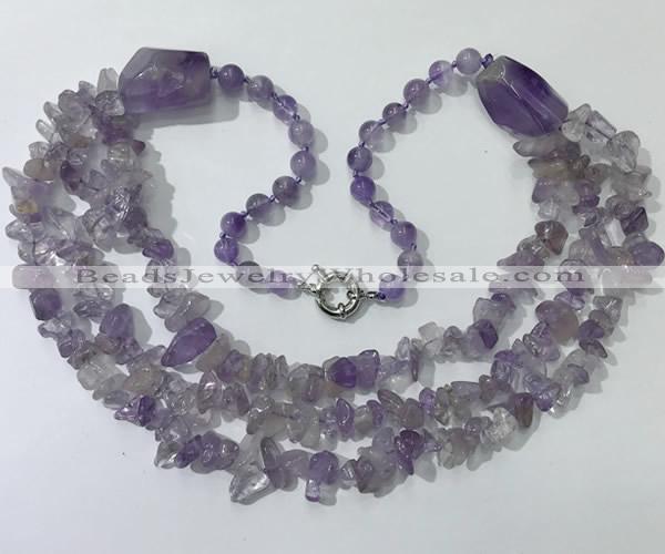 CGN671 22 inches stylish amethyst beaded necklaces wholesale