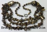 CGN676 22 inches stylish yellow tiger eye beaded necklaces