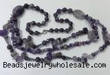 CGN680 23.5 inches chinese crystal & amethyst beaded necklaces