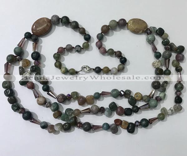 CGN685 23.5 inches chinese crystal & Indian agate beaded necklaces