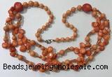 CGN688 23.5 inches chinese crystal & coral beaded necklaces