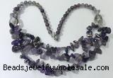 CGN697 22.5 inches chinese crystal & amethyst beaded necklaces