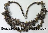 CGN702 22.5 inches chinese crystal & yellow tiger eye beaded necklaces