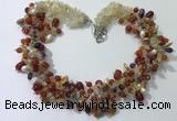 CGN716 21.5 inches stylish mixed goldstone beaded necklaces