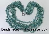 CGN727 19.5 inches stylish 6 rows turquoise chips necklaces