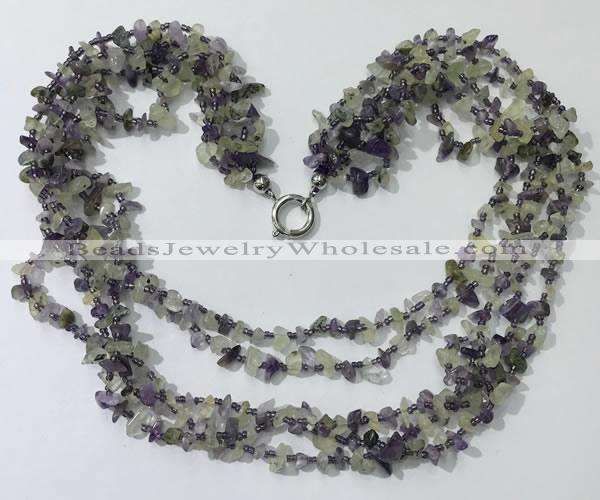 CGN741 19.5 inches stylish 5 rows fluorite chips necklaces