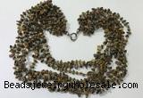 CGN747 19.5 inches stylish 8 rows yellow tiger eye chips necklaces