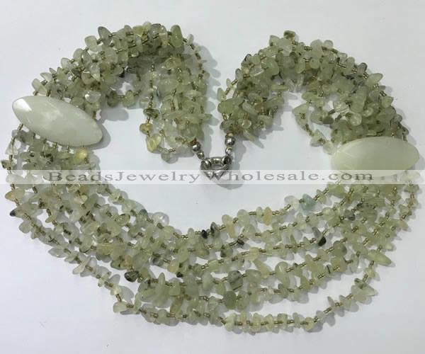 CGN758 20 inches stylish 6 rows prehnite chips necklaces