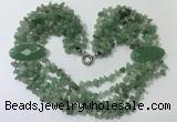 CGN765 20 inches stylish 6 rows green aventurine chips necklaces