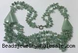 CGN785 23.5 inches stylish green aventurine chips necklaces