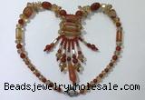 CGN814 19.5 inches chinese crystal & red agate statement necklaces