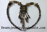 CGN816 19.5 inches chinese crystal & yellow tiger eye statement necklaces