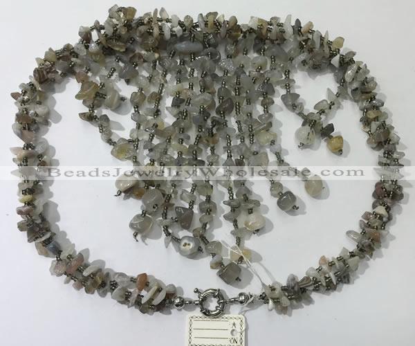 CGN832 20 inches stylish grey agate gemstone statement necklaces