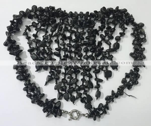 CGN834 20 inches stylish black obsidian statement necklaces