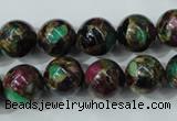 CGO04 15.5 inches 10mm round gold multi-color stone beads