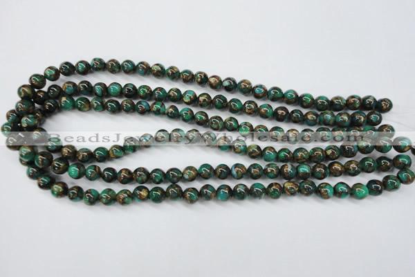 CGO100 15.5 inches 4mm round gold green color stone beads