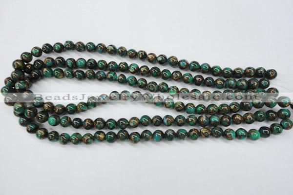 CGO102 15.5 inches 8mm round gold green color stone beads