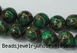 CGO103 15.5 inches 10mm round gold green color stone beads