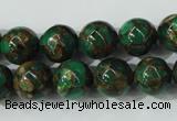 CGO104 15.5 inches 12mm round gold green color stone beads