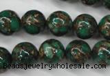 CGO107 15.5 inches 18mm round gold green color stone beads