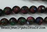 CGO11 15.5 inches 6mm faceted round gold multi-color stone beads