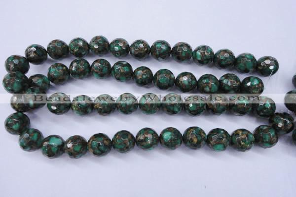 CGO117 15.5 inches 18mm faceted round gold green color stone beads