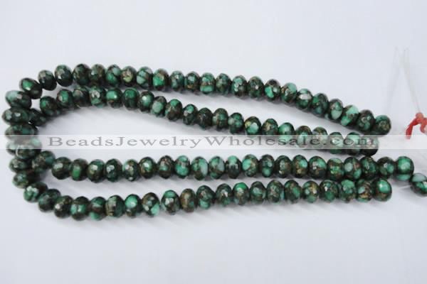 CGO125 15.5 inches 8*12mm faceted rondelle gold green color stone beads