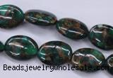 CGO146 15.5 inches 10*14mm oval gold green color stone beads