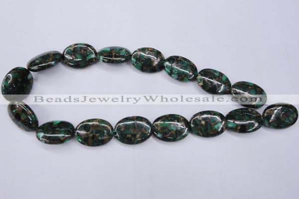 CGO150 15.5 inches 18*25mm oval gold green color stone beads