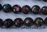 CGO16 15.5 inches 14mm faceted round gold multi-color stone beads