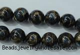 CGO163 15.5 inches 10mm round gold blue color stone beads