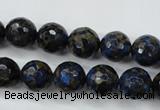 CGO174 15.5 inches 12mm faceted round gold blue color stone beads