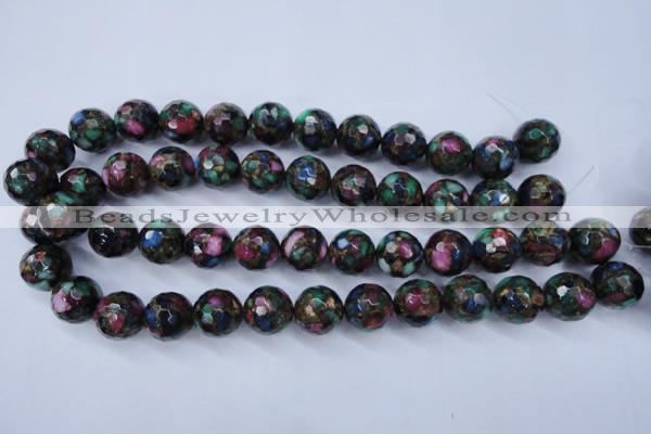 CGO19 15.5 inches 20mm faceted round gold multi-color stone beads