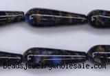 CGO190 15.5 inches 12*40mm teardrop gold blue color stone beads